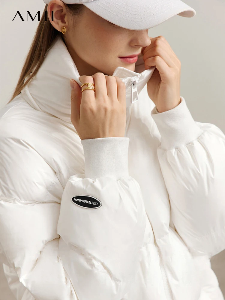 AMII Minimalist Down Jacket For Women Bread Coat Solid Short Female Quality Fashion Loose Winter Outerwear 12344023 women down jacket