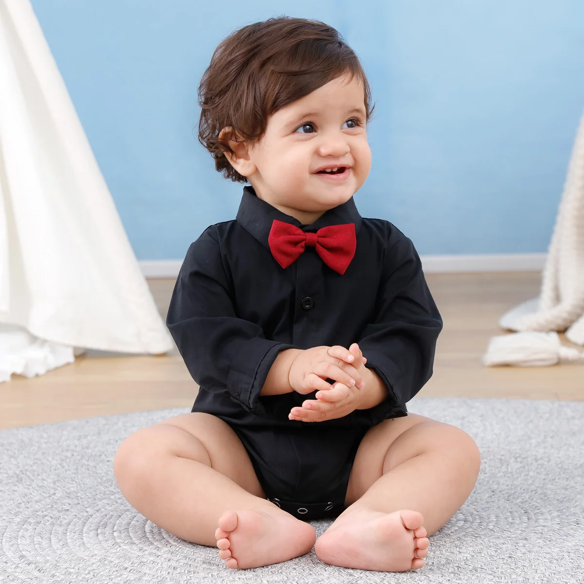Bow Tie Baby Boy Black Bodysuit Baby Boys Dress Shirt Newborn