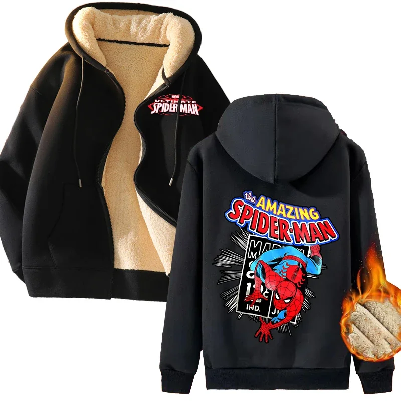 Spiderman Winter Lambswool Coat Thicken Warm Jackets Long Sleeve