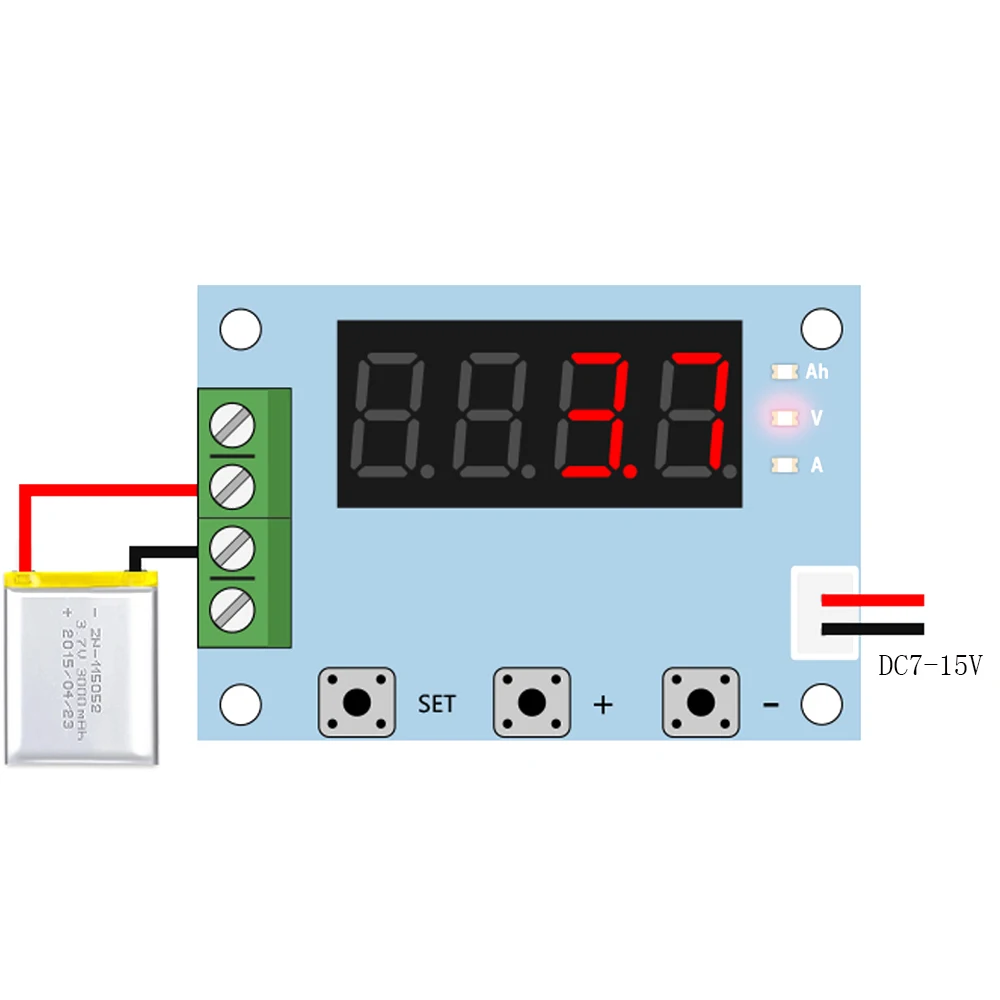 XH-M354 디지털 배터리 용량 테스터 DC7-15V 리튬 이온 배터리, 실제 용량 암페어 시간 AH 측정 보드, 케이블 포함