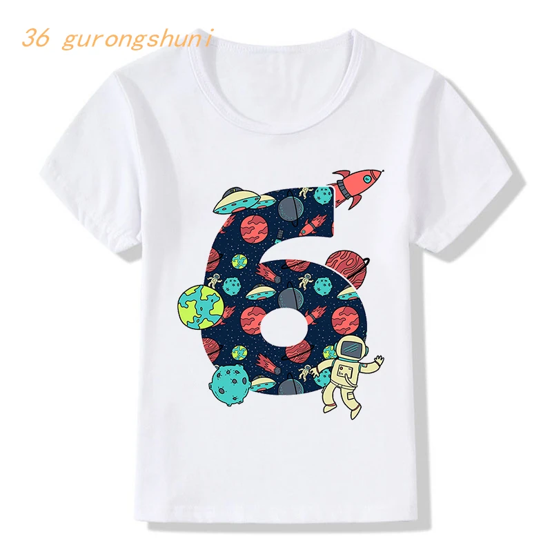 cartoon kids t shirt for boys Children Clothing girls clothes birthday 6 7 8 9 years tshirt Nine Planets graphic tee kid t-shirt children t shirt