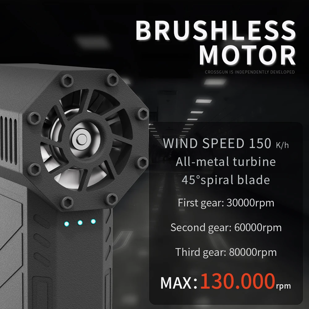 X3 Violent Blower Fan 3nd Turbo Blower Fan Jetfan Strong Fans Handheld 130000 RPM Wind Speed 52m/s With LED Lighting