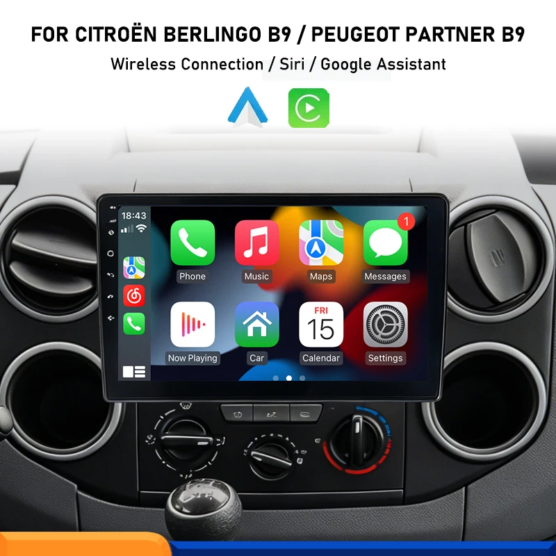 Autoradio GPS Android 9 Pollici con Cablaggio CAN Bus per Citroen Berlingo B9 e Peugeot Partner - immagine 2