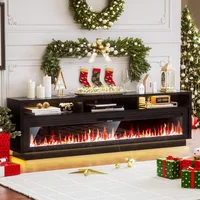 70" Fireplace TV Stand for TVs Up To 80" with 64" Electric Fireplace, TVs Console for The Living , Media Console Table TV Stand 2