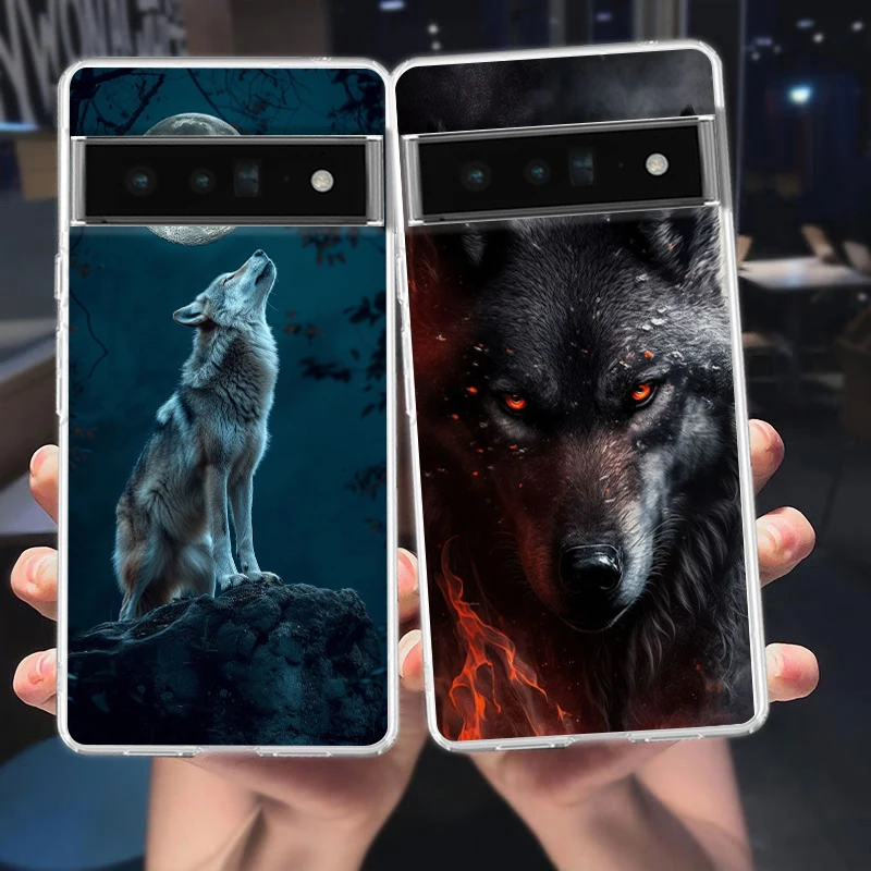 Wolf Design Shockproof Silicone Phone Case – Clear TPU Cover