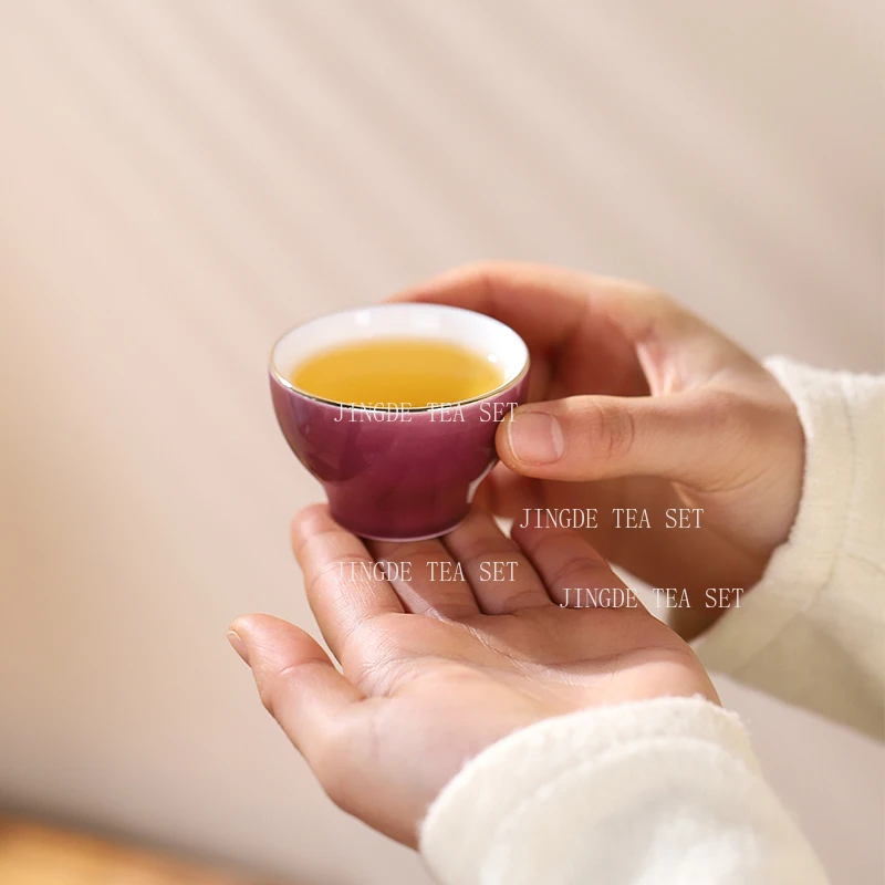 Purple Ceramic Tea Set High End Household Tea Set Office Tea Bowl San Cai Gai Bowl Kung Fu Teaset Accessories Fair Cup