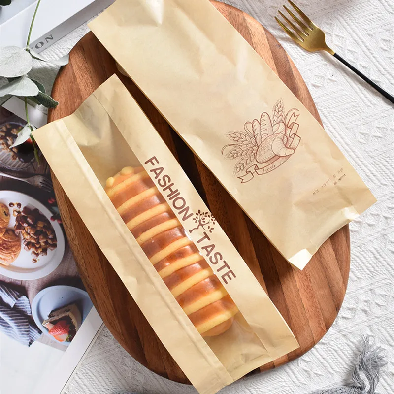 Oil Resistant Kraft Paper Bread Bags 🥖 – 50Pcs with Transparent Window for Baguette Bak... - SKU PLBB1246 - UGI Packa...