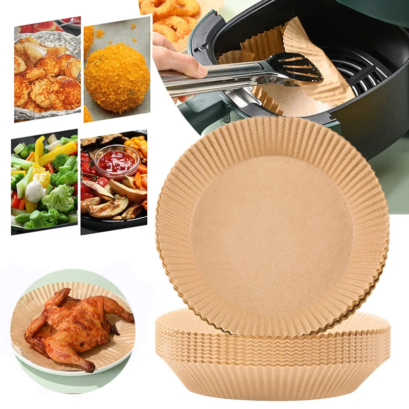 30/50pcs Air Fryer Disposable Paper Liner Non-Stick Mat Steamer Round Paper  for Kitchen Baking Oil-proof Oil-absorbing Paper - AliExpress