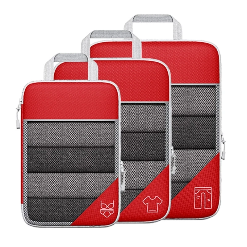 

3/6PCS Portable Lightweight Suitcase Compressed Packing Cubes Travel Storage Bag Set With Shoe Bag Mesh Drop Shipping