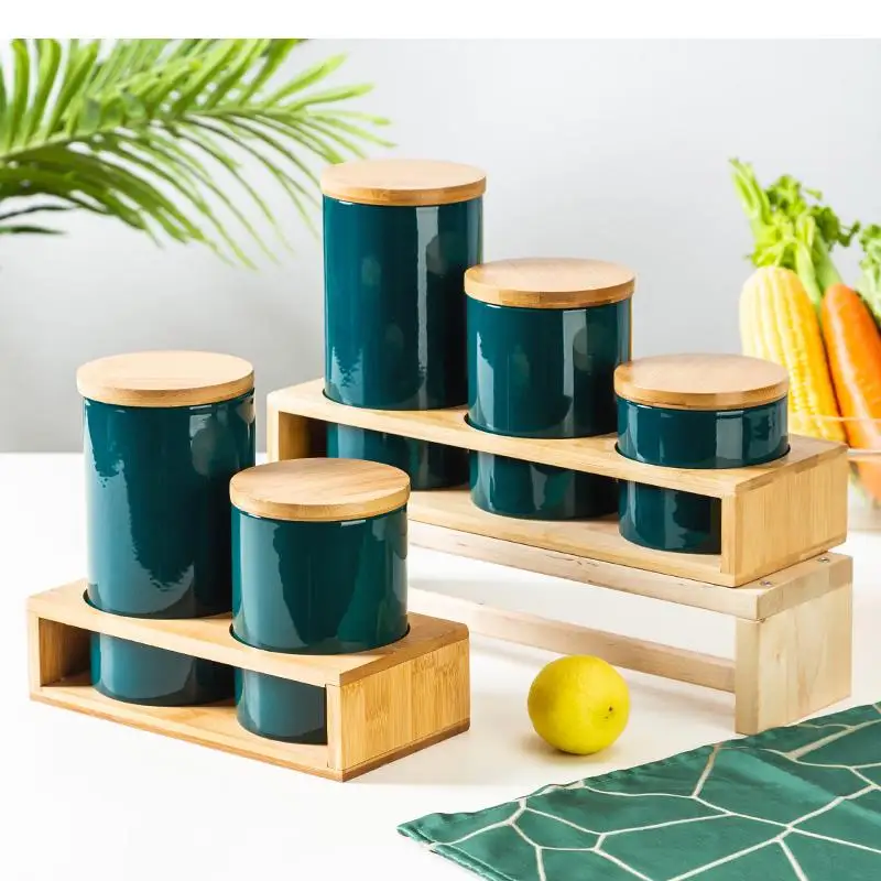 Creative Ceramic Storage Jar Tea Coffee Tank with Lid Sealed Jar Household Kitchen Dried Fruit Nut Storage Tanks Snack Candy Can