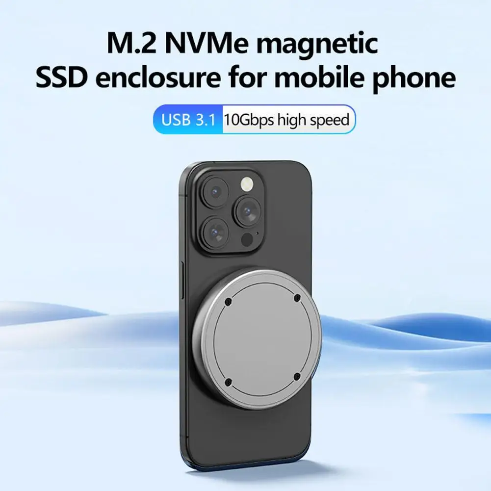 

Магнитный футляр для жесткого диска M.2 2230 NVMe, корпус для SSD-накопителя, мобильный Магнитный внешний интерфейс для Iphone 15 Pro