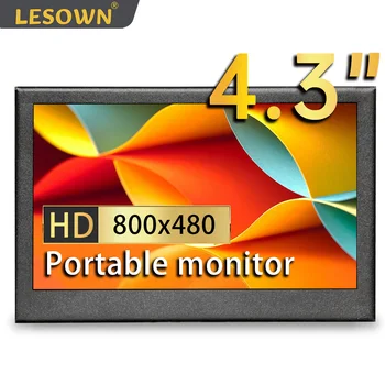 LESOWN 4.3 인치 모니터 소형 HD 800x480 IPS 미니 스크린 와이드 LCD HDMI 휴대용 디스플레이, 윈도우 노트북 PC 확장 화면