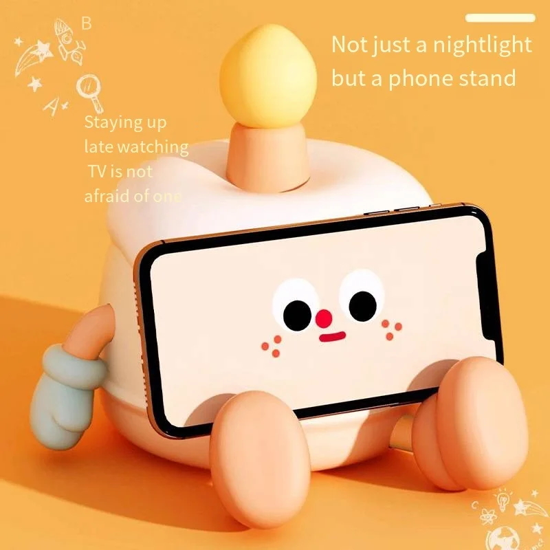

2023Creative Cartoon Birthday Cake Nightlight Bedroom Bedside Charging with Sleeping Light Pat Light Cute Little Gift Girlfriend