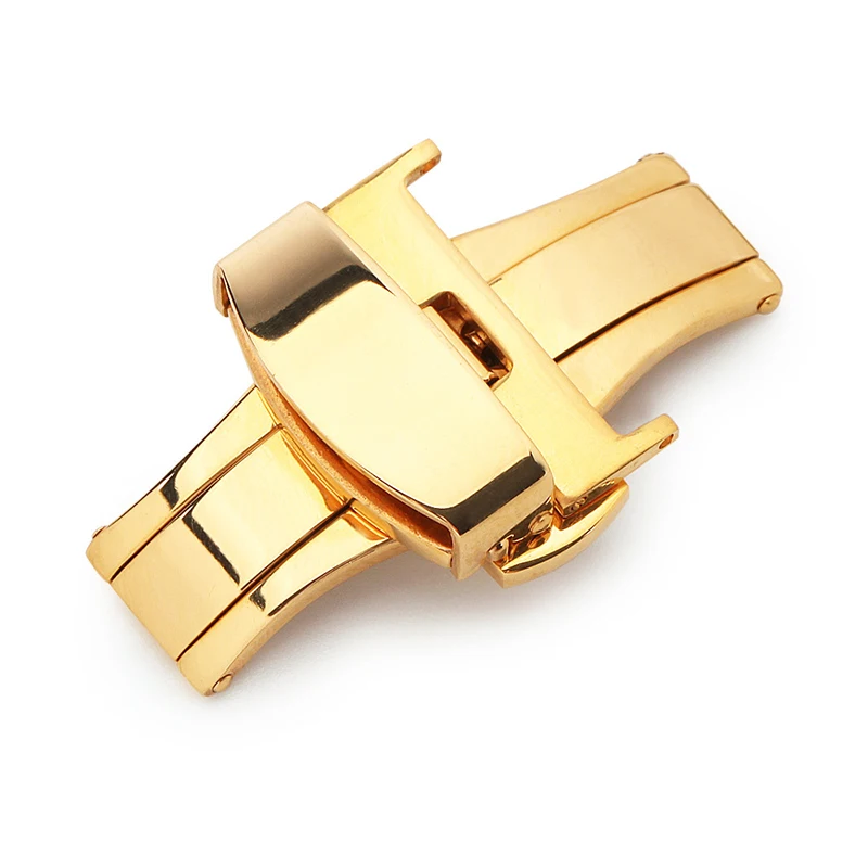 Elegant Stainless Steel Butterfly Buckle Watch Clasp - Automatic Deployment Watch Accessory