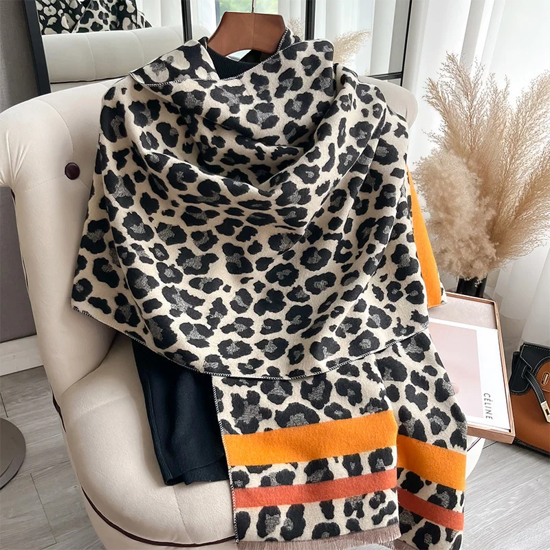 Luxury Cashmere Winter Poncho with Horse Print Shawl Wraps