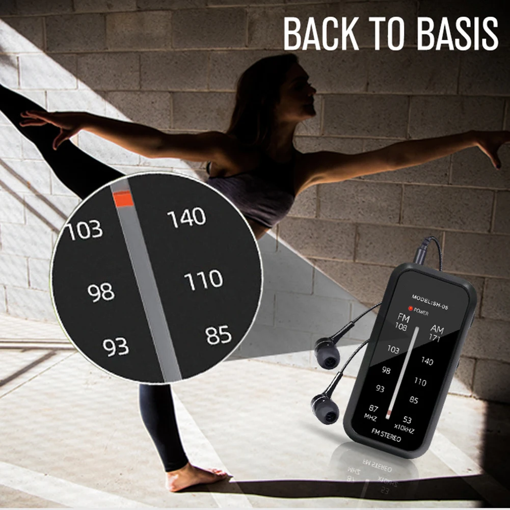 SH-05 Portable AAA Battery Operated Radio Pocket Mini AM FM Stereo Radios With Back Clip & Headphones For Walking Hiking Camping