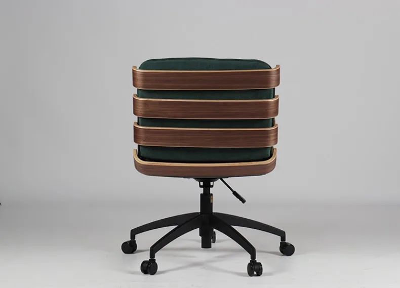 Rotating Lifting Office Chair, Study Retro Walnut Computer Chair, Living Room Leisure and Comfortable Backrest Chair