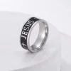 EUEAVAN Stainless Steel Jesus Cross Men Ring Black 8MM Wide Punk Hip-hop  Finger Rings Religious Christian Prayer Amulet Jewelry 4