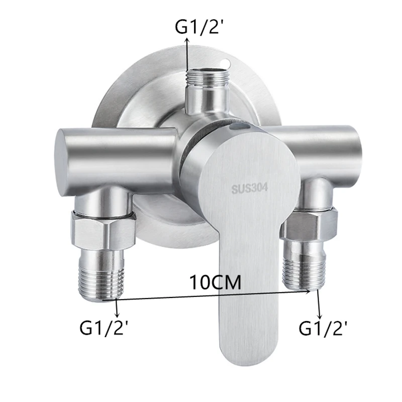 304 Stainless Steel Shower Faucet Mixer Valve Double Type Bathroom Shower Hot Cold Water Tap G1/2’ Bathtub Faucet 4