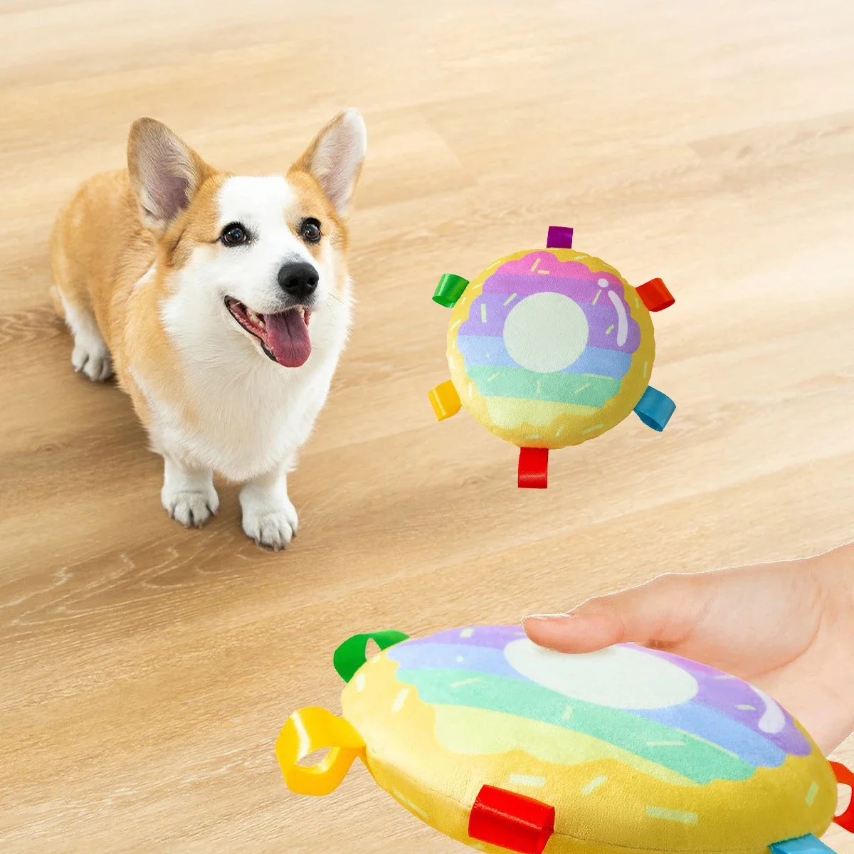 Home/Outdoor Dual Use Dog Plush Frisbee Soft Interactive Pet Toy Small and Medium Sized Dog Bite Toy