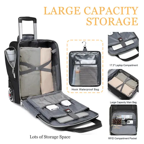 Laptop Bag Business Trolley Bags Carry-On Underseat Airlines Luggage Travel Bag with Wheels Women Men Briefcase 18 inch Softside - Image 4