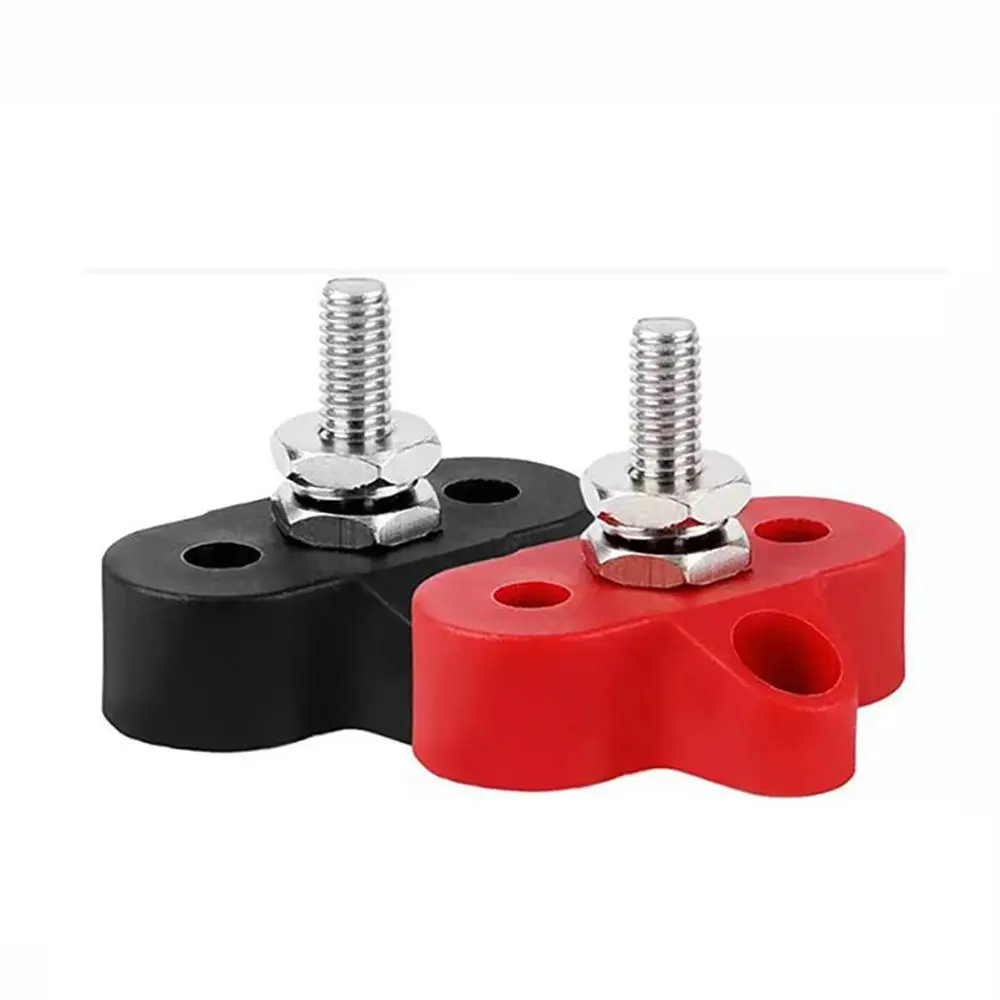 Gloaso Bus Bar 300A Blocco di Distribuzione dell'alimentazione Rame 12V-48V cc Busbar, Morsettiere Barra Collettrice con 4 x M8 Terminal a Bolts per Auto Camion RV Marine Barca Solare (Rosso e Nero