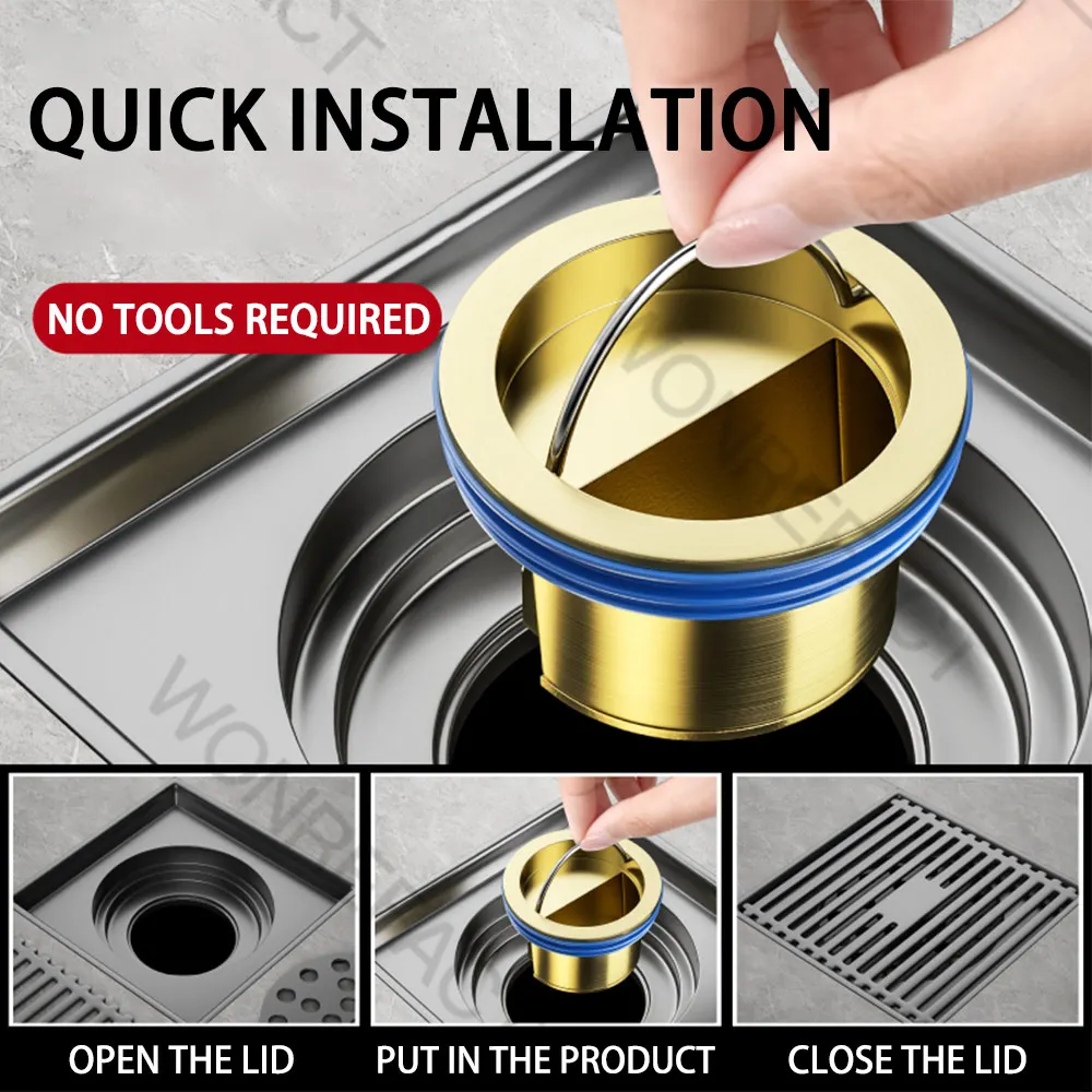 Floor Drain Core Brass Anti-odor Anti-insect Sewer Fast Drainage Bathroom Floor Drain Core Durable Fast Installation