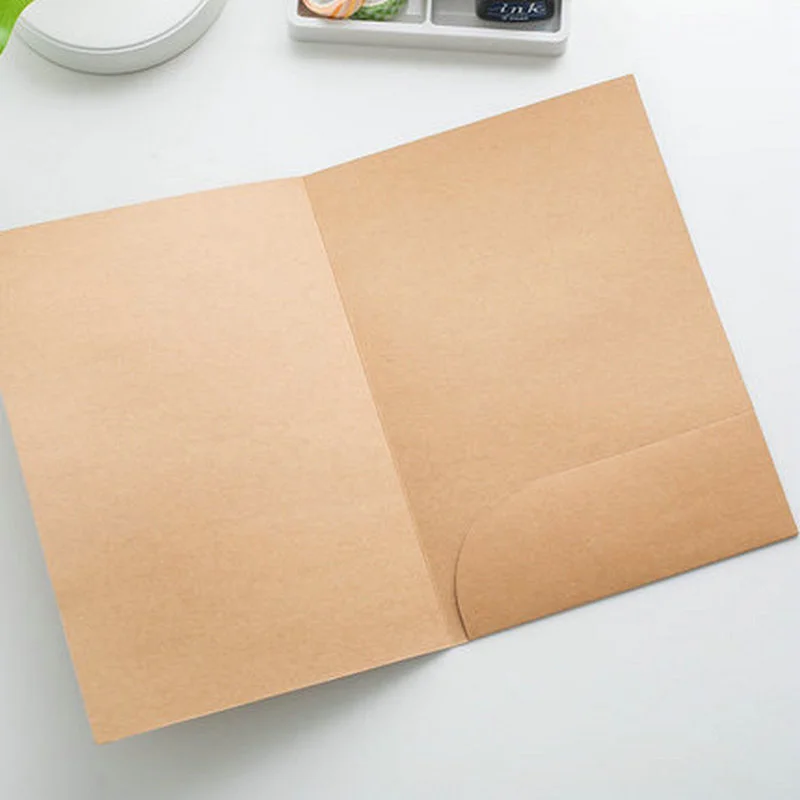 10pcs A4 File Folder for Documents Sheet Music Lecture Office Project Report Cover Kraft Paper Single Pocket Presentation Folder
