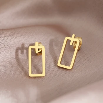Trend Minimalist Rectangle Korean Fashion Unusual Stud Earrings
