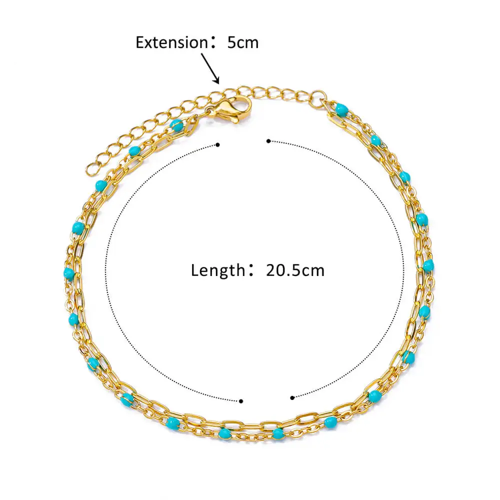 Beads Anklet Fashion Accessories Blue Beads Anklets For Women Vintage Gold Color