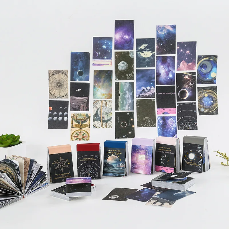 

50 Sheets Not Repeating Cosmic Starry Washi Sticker Book Journal DIY Scrapbooking Material Decoration Stickers Kawaii Stationery