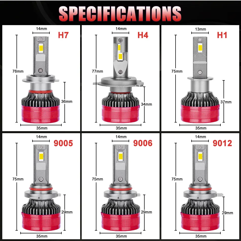 하이 로우 빔 H16JP 미니 터보 램프, 자동차 안개등, F5 F5C H7 Led H4 H11 9005 9006 HB3 HB4 9012 HIR2 캔버스 5570 CSP, 6000K 12V