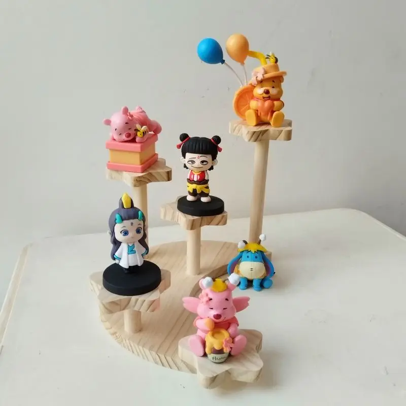Home Storage Wood Handmade Storage Holders Desktop Doll Handmade Character Blind Box Ladder Storage Display Stand Organizer - 5