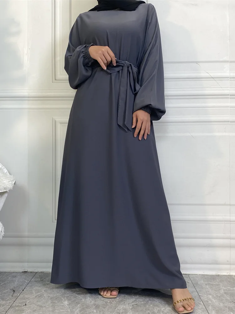 Hot Selle Simple Style Moroccan Dresses Kaftan Turkey Solid Color Gulf Abayas Islamic Women Long Dress Muslim Saudi Robe Ramadan - Image 5