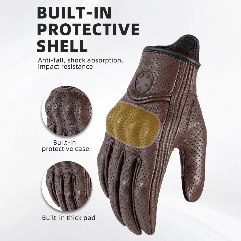 Leather Motorcycle Gloves Suomy Leather Retro Motorcyclist Gloves for Men Women Vintage Motocross