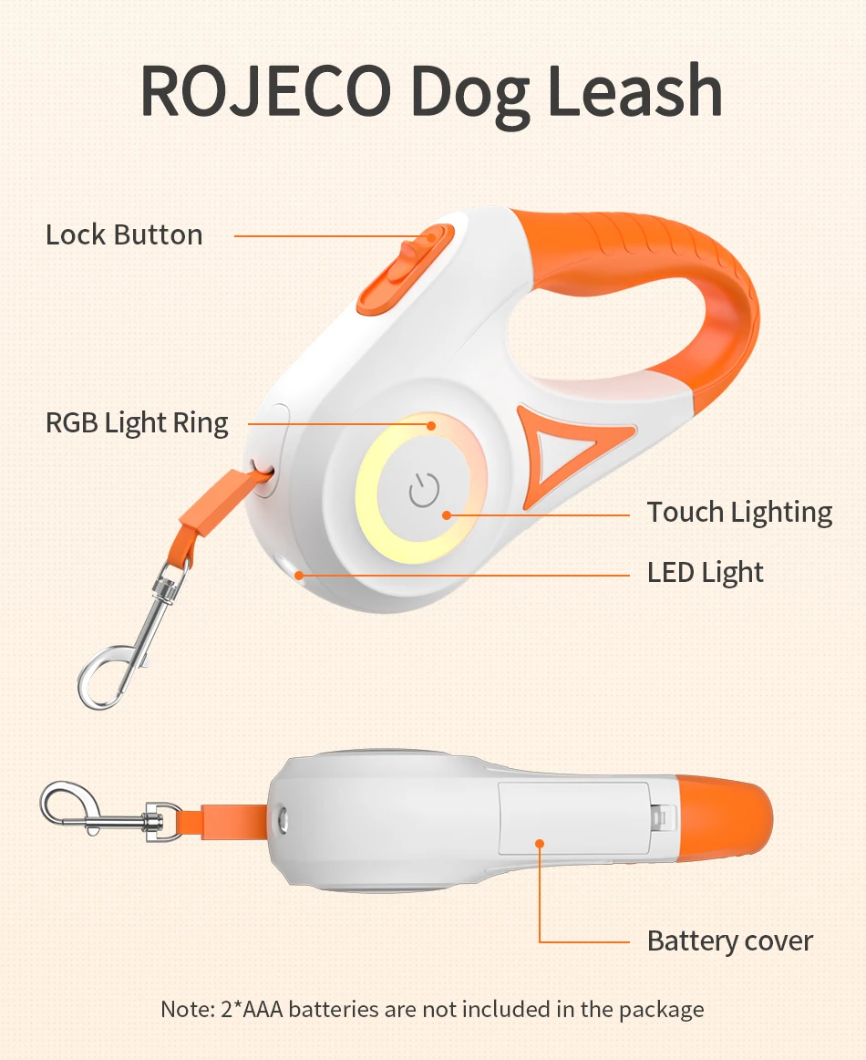 5M Automatic Dog Leash Retractable LED Luminous Leading Fashion Light Straps For