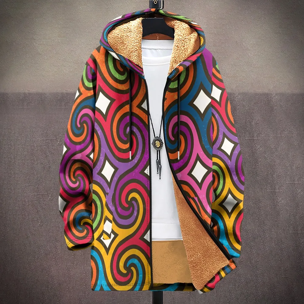 Men Cardigans Coats Skull Head Printed Plush Thick Winter Abstract Art Graphics Jackets Casual Streetwear Unisex Clothing 3