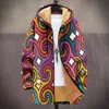 Men Cardigans Coats Skull Head Printed Plush Thick Winter Abstract Art Graphics Jackets Casual Streetwear Unisex Clothing 3