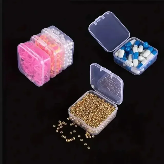 Boîte en plastique transparente, boîte d'emballage, boîte de rangement de bureau Portable pour bijoux féminins, matériel fait à la main, bricolage 6