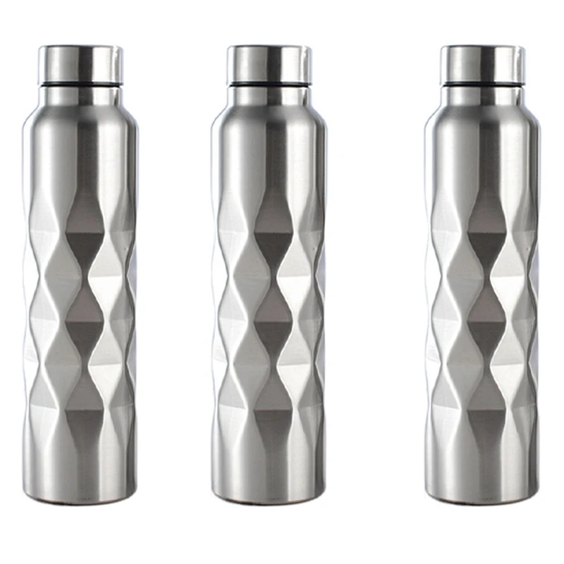 

Top!-3X 1000Ml Single-Wall Stainless Steel Water Bottle Gym Sport Bottles Portable Cola Beer Drink Bottle