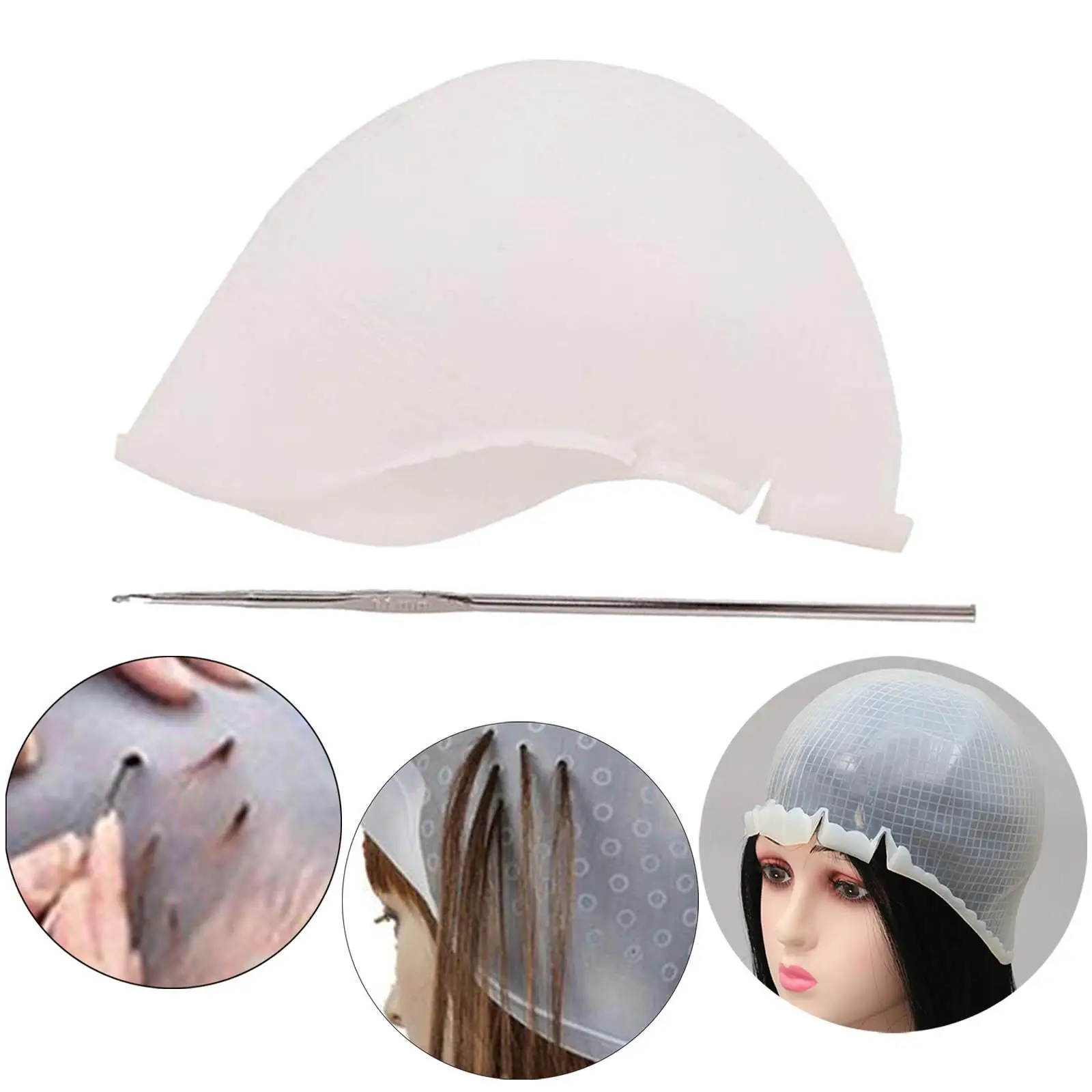 Silicone Hair Coloring Hat Dye Hat with Hook Hair Dyeing Hat Reusable