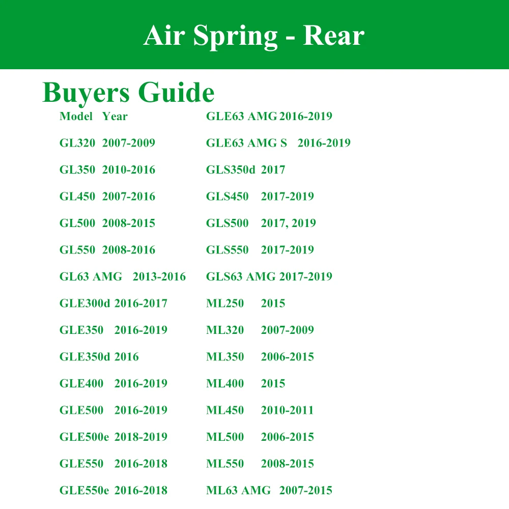 Rear Suspension Air Spring For 2005- Mercedes-Benz W164 W166 X164 X166 W292 C292 ML/GL/GLS/GLE 320 350 450 500 550 63 AMG