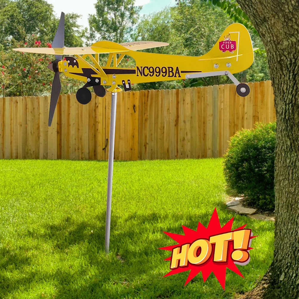 3D Cub Wind Spinner Metal Airplane Weather Vane