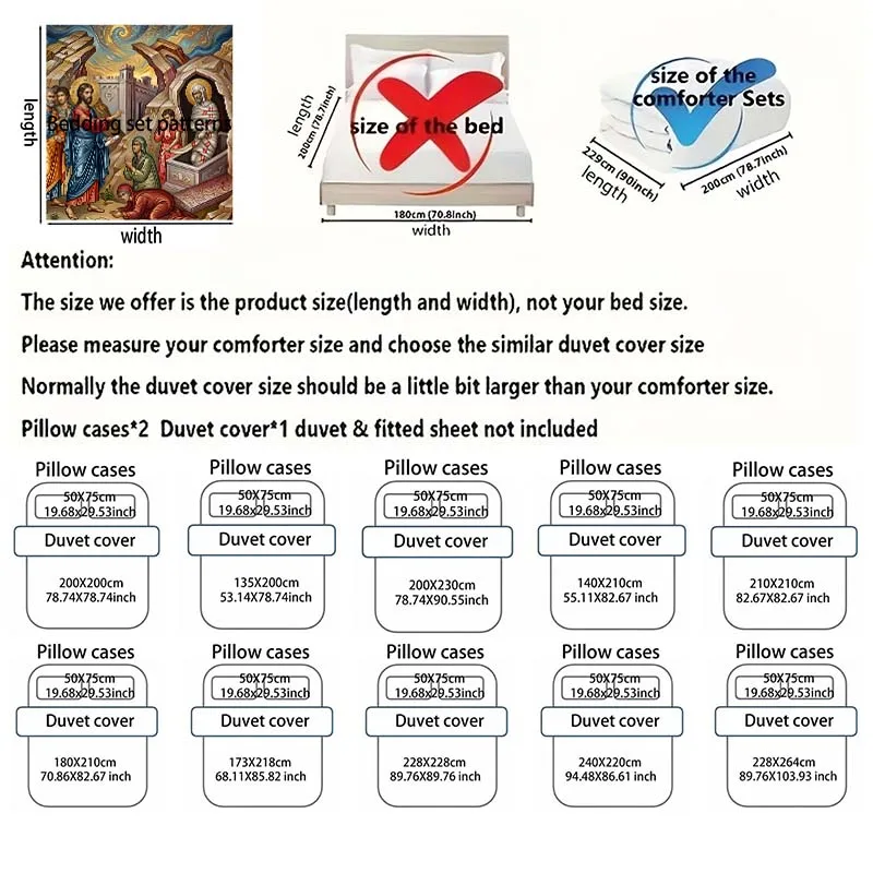 The resurrection of Jesus Duvet Cover Set with 3D Print Design Soft Polyester Bedding Set All-Season Comfort Machine Washable 6