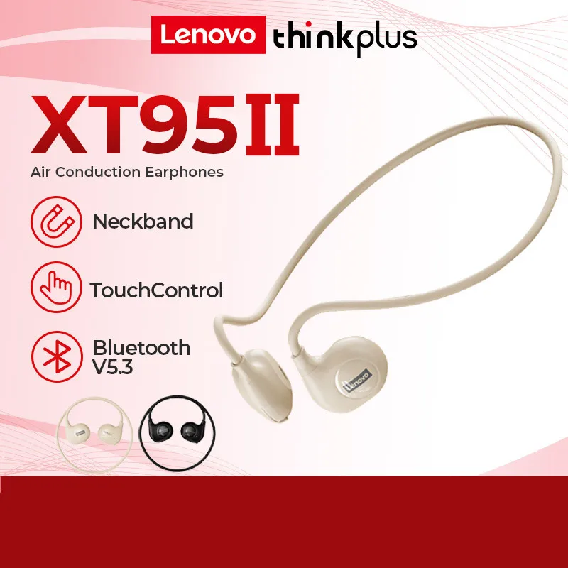 

New Thinkplus XT95II Wireless Earbuds Bluetooth 5.3 Air Conduction Headphone Ear Hanging Sports Touch Noise Cancellation Headset