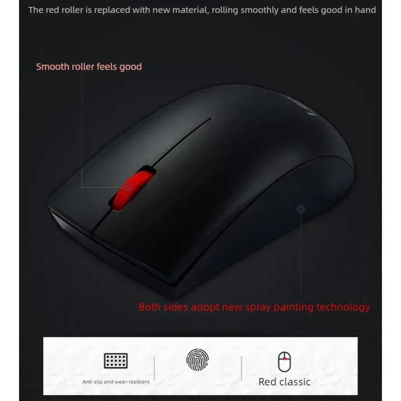 큰 빨간 점 디자인의 레노버 M120 프로 무선 마우스, USB 인터페이스, e스포츠 게임 및 노트북 액세서리에 적합