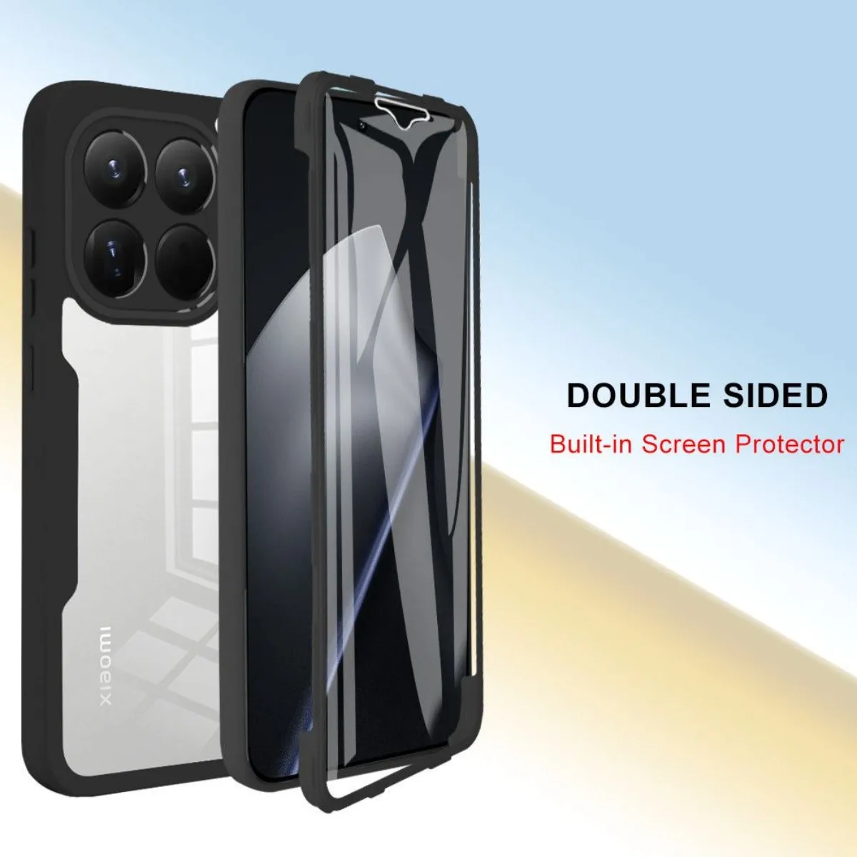 360° Shockproof Phone Case with Built-in Screen Protector and Transparent Back