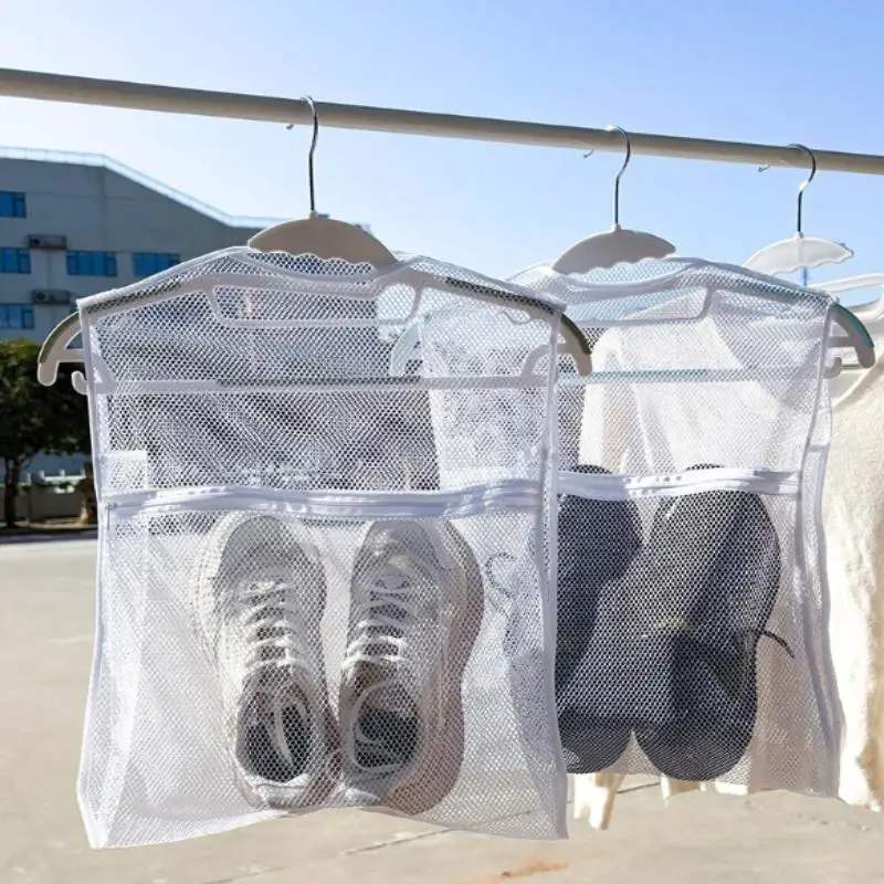 1pc Sneaker Wash Bag Durable Fabric Thick Layer Laundry Bag For Shoes Clothing Airing Drying Net Bag Reusable For Women Men