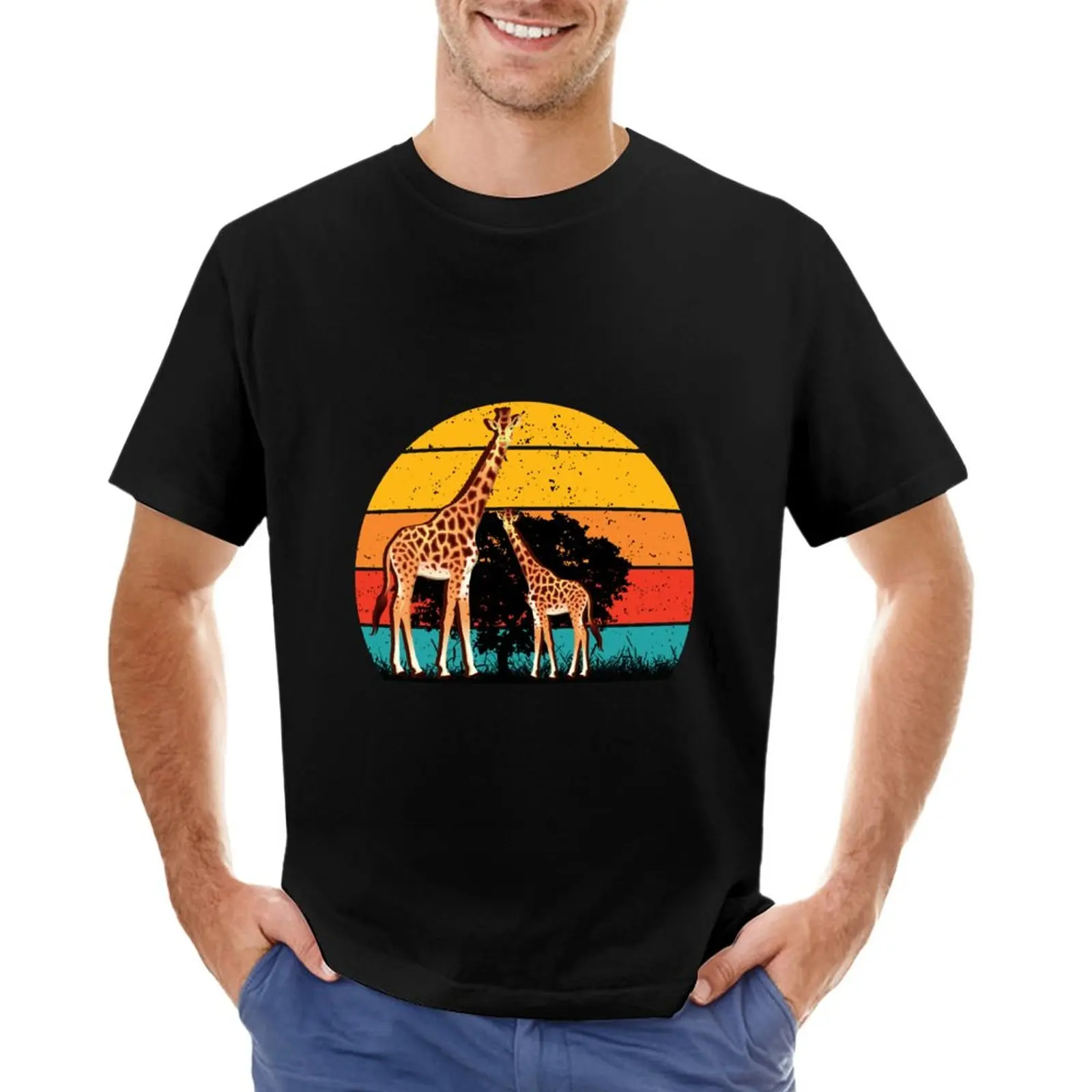 

A mother giraffe with her baby T-Shirt vintage clothes heavy weight t shirts for men
