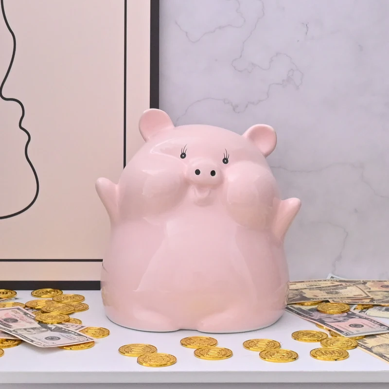 

Ceramic Pig Piggy Bank Storage Tank Adult Kids Cute Secret Coin Money Box Savings Cartoon Ornament Gift Living Room Home Decor